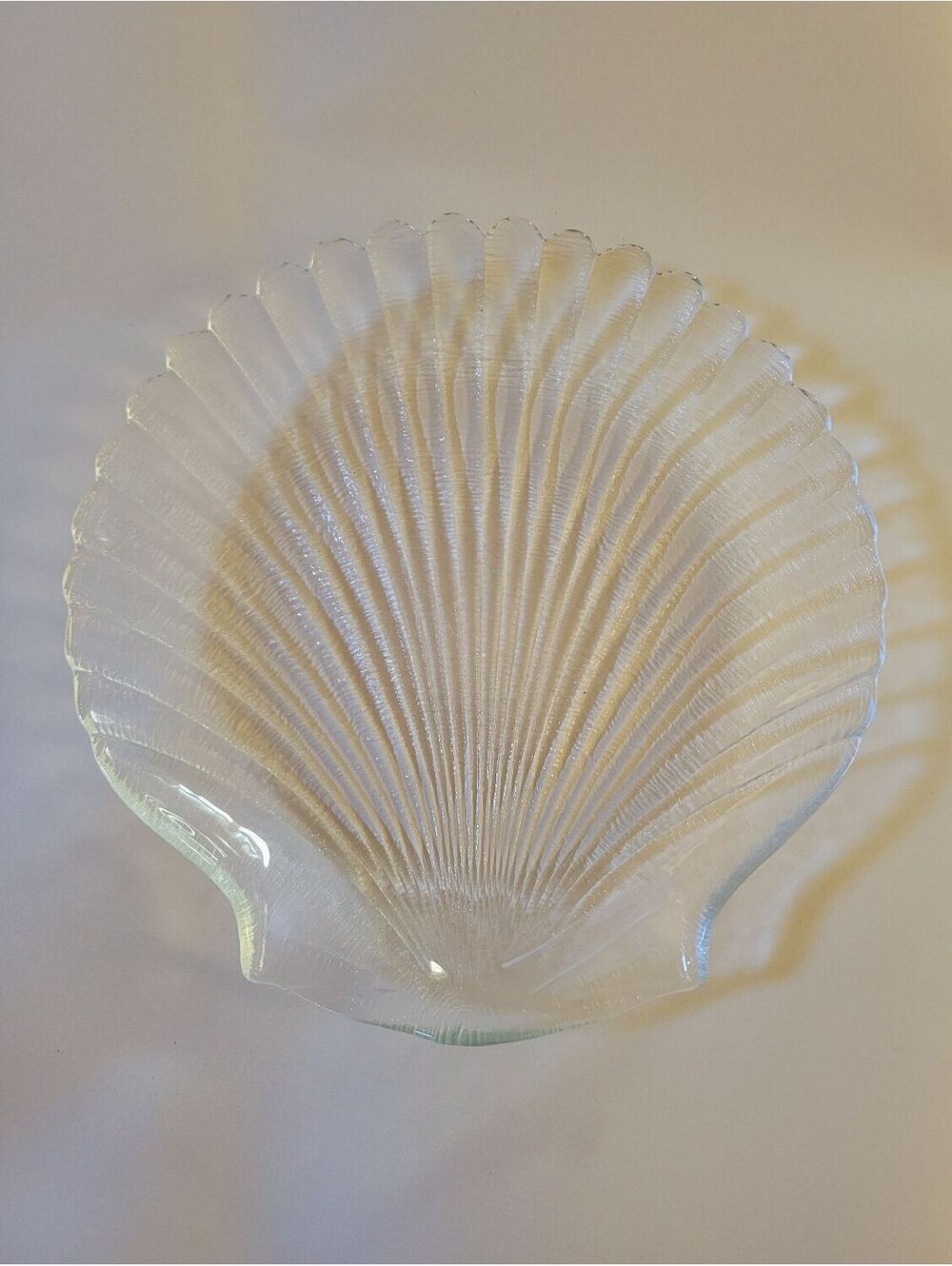 Vintage French 8" Clear Glass Clam Shell Coquillage Serving Plate